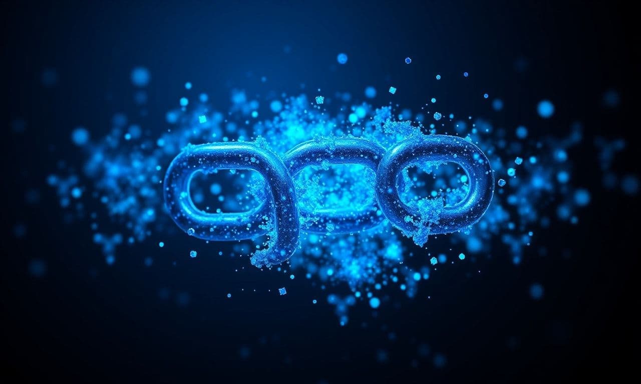 Vendor Lock-in: Kettenglieder loesen sich in blaue Partikel auf